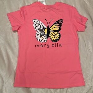 🆕 Ivory Ella Butterfly Blooms T-shirt, color pink carnation, size S